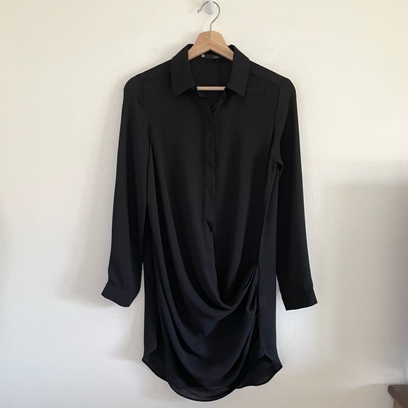 NWT Revolve Krisa Drape Button Front Mini Shirt Dress Tunic Black XS - Picture 8 of 16